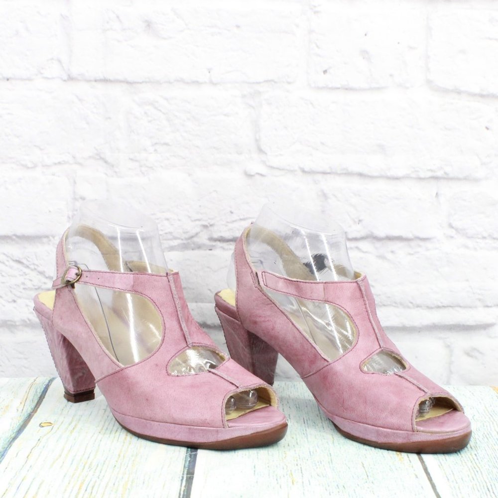 Sergio Tomani Pink Leather Ankle Strap Dress Pump Shoes Size 7.5 - 8 - Picture 3 of 9